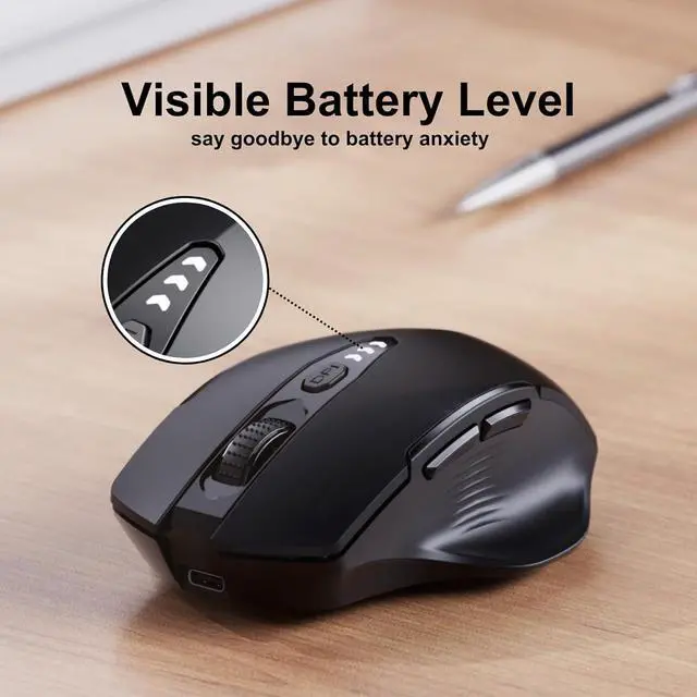 Alt view image 3 of 7 - Wireless Mouse Upgraded 2.4GHz Rechargeable (Battery Level Visible) Ergonomic Computer Mouse 4 Levels DPI Wireless Mice for Laptop Computer(Matte Black)