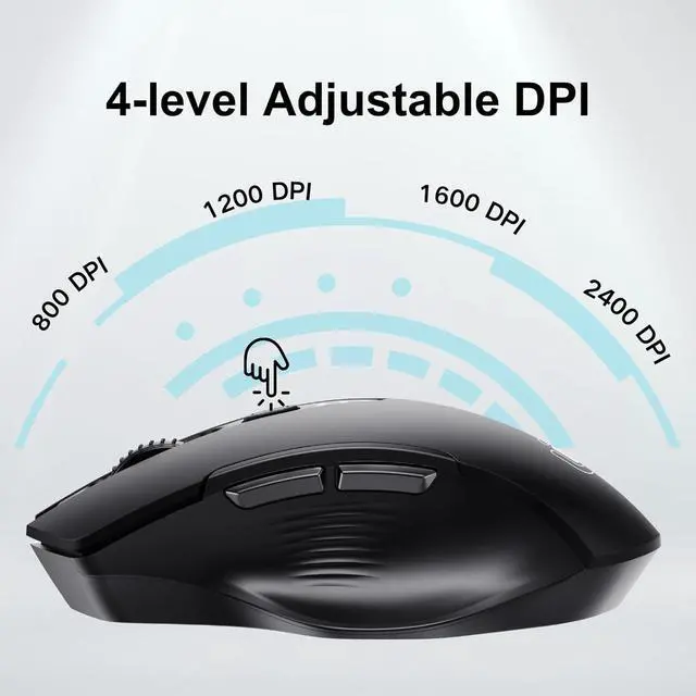 Alt view image 4 of 7 - Wireless Mouse Upgraded 2.4GHz Rechargeable (Battery Level Visible) Ergonomic Computer Mouse 4 Levels DPI Wireless Mice for Laptop Computer(Matte Black)