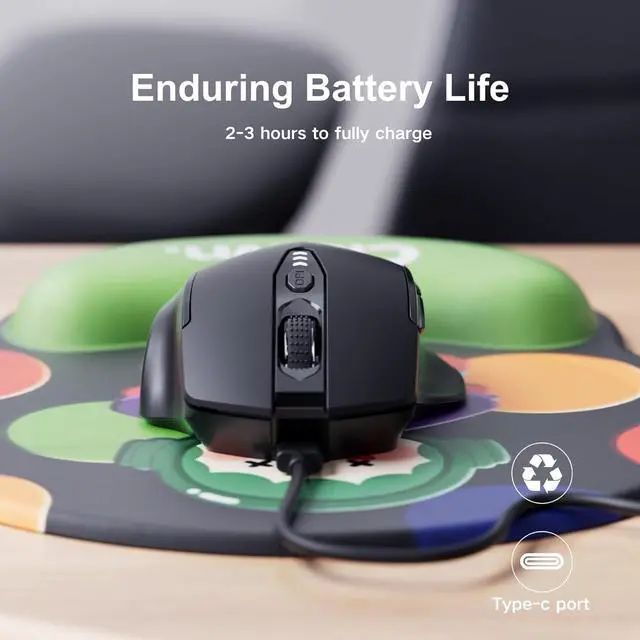 Alt view image 5 of 7 - Wireless Mouse Upgraded 2.4GHz Rechargeable (Battery Level Visible) Ergonomic Computer Mouse 4 Levels DPI Wireless Mice for Laptop Computer(Matte Black)