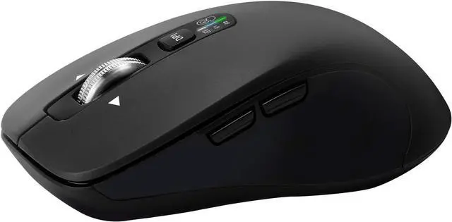Alt view image 2 of 7 - Wireless Bluetooth Mouse (USB + BT1 + BT2) Full Size 4-Way Scrolling Multi-Device Silent Mouse for Computer Laptop iPad MacBook (Black)