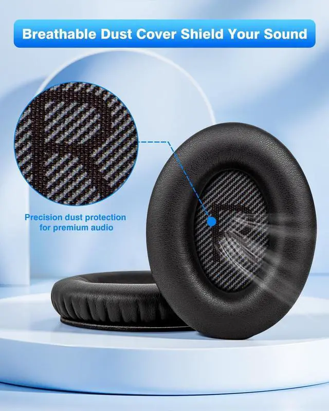 Alt view image 5 of 7 - Ear Pads for  Quiet Comfort 35 Soft Protein Leather Replacement Earpads Ear Cushions Ear Pad for  QC 35/25 / 15 QC2 / Ae2 / Ae2i / Ae2W / Sound Link/Sound True (Black)