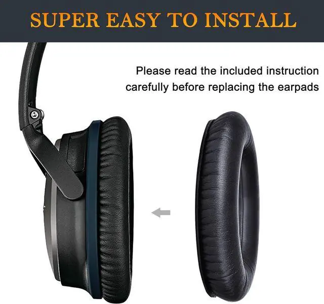 Alt view image 6 of 7 - Protein Leather Earpads Cushions for  Headphones Replacement Ear Pads for  QuietComfort 15 QC15 QC25 QC2 QC35/Ae2 Ae2i Ae2w/SoundTrue & SoundLink Around-Ear Series - Black&Blue