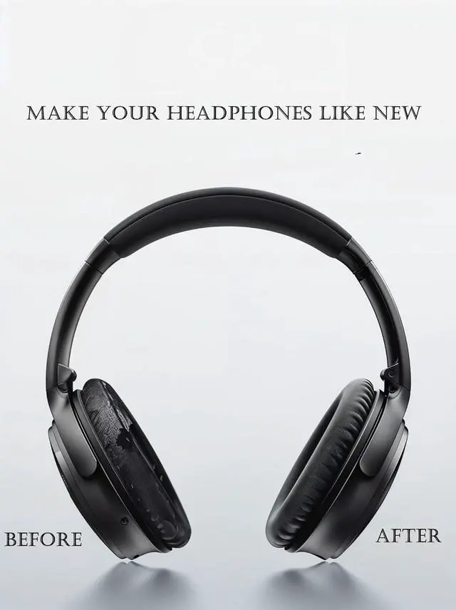 Alt view image 2 of 7 - Headphones Replacement Ear Pads Cover for  Quietcomfort QC15 QC25 QC35 35 ii Headsets (Black)
