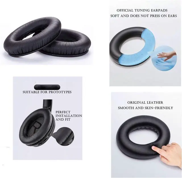 Alt view image 4 of 7 - Headphones Replacement Ear Pads Cover for  Quietcomfort QC15 QC25 QC35 35 ii Headsets (Black)