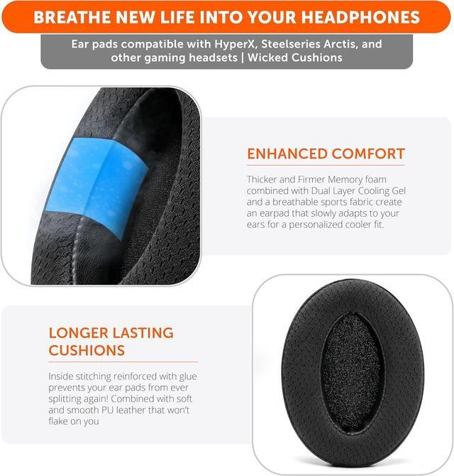 Alt view image 4 of 6 - Freeze Cooling Gel Earpads - Compatible with HyperX Cloud Steelseries Arctis ATH M50X G Pro X & More - Major Comfort Upgrade & Cooler for Longer | Black
