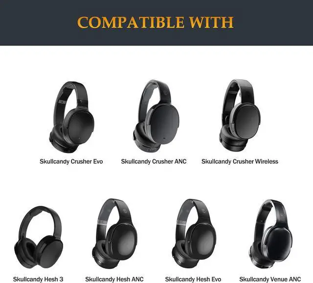 Alt view image 2 of 7 - Crusher Wireless/Crusher Evo Earpads Hesh 3/Hesh ANC Replacement Pads Ear Muffs Parts Compatible with Skullcandy Crusher ANC/Crusher Evo Hesh 3/Hesh Evo/Hesh ANC Headphones