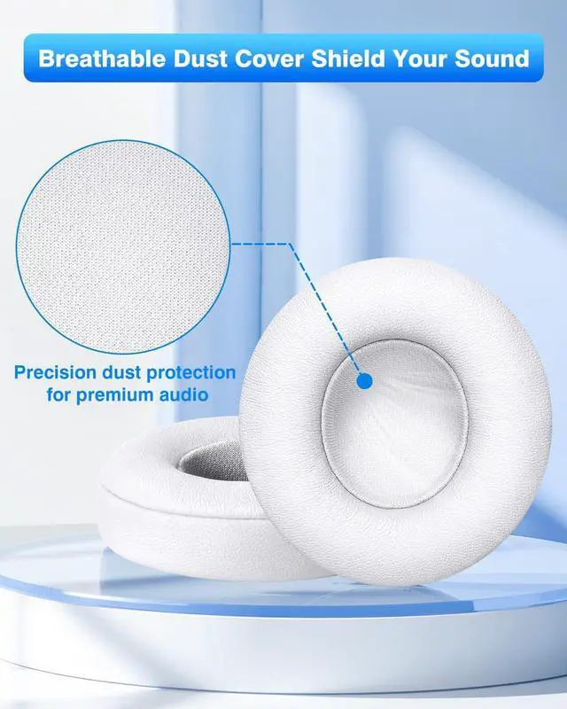 Alt view image 5 of 6 - Replacement Ear Pads for Beats Solo 2 & 3 - Memory Foam Earpads Cushion Cover for Wireless Headphones (White)