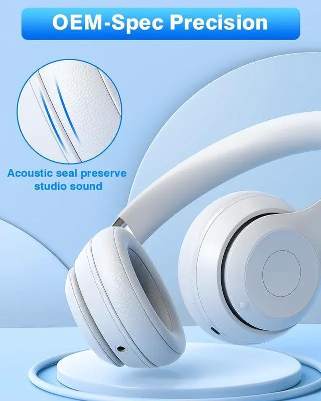 Alt view image 6 of 6 - Replacement Ear Pads for Beats Solo 2 & 3 - Memory Foam Earpads Cushion Cover for Wireless Headphones (White)
