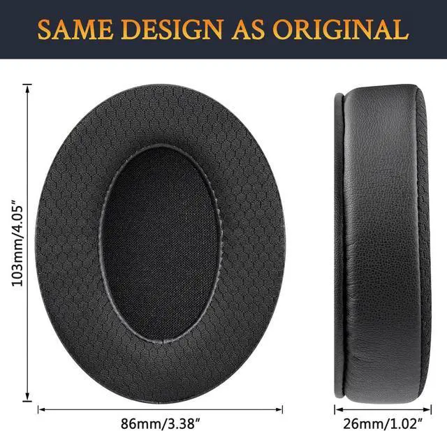 Alt view image 7 of 7 - Mesh Fabric Replacement Earpads Cushions for HyperX Cloud Headset - Black