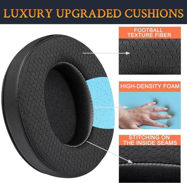 Alt view image 5 of 7 - Mesh Fabric Replacement Earpads Cushions for HyperX Cloud Headset - Black