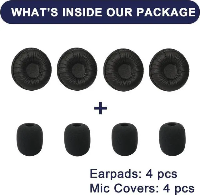 Alt view image 6 of 7 - Ear Cushions for Plantronics Headset Replacement Ear Pads Compatible with Plantronics HW251N HW261N HW510 HW520 Blackwire C320 3210 3220 3320 Jabra Biz 1500 GN2000 PRO 920 9450 Headphones (4 Pack)