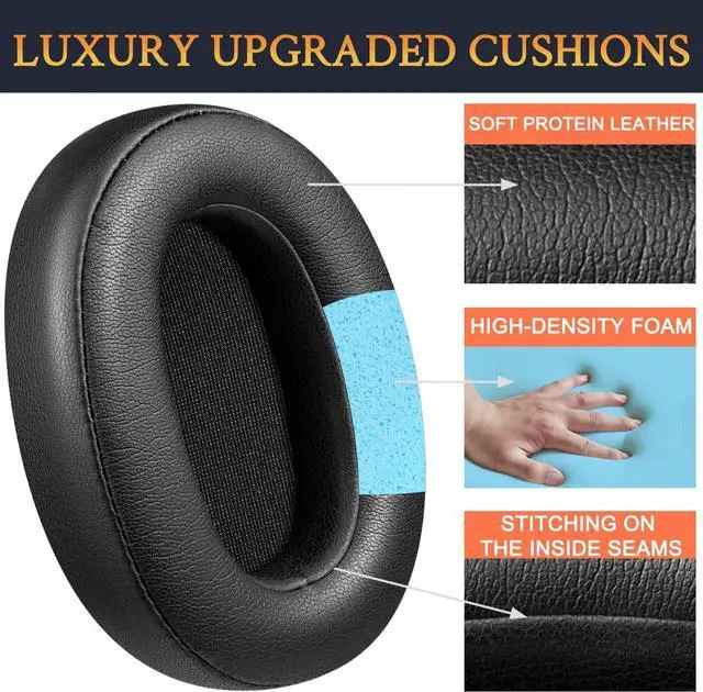Alt view image 5 of 7 - Earpads for  WH-XB900N/WH-CH710N/WH-CH720N/WH-RF400/MDR-RF895RK Headphones Ear Pads Cushions with Soft Protein Leather High Density Foam - Black