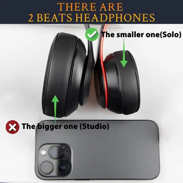 Alt view image 3 of 7 - Earpads Cushions Replacement for Beats Solo 2 & Solo 3 Wireless On-Ear Headphones Solo2 Solo3 Ear Pads with Soft Protein Leather Added Thickness - Black
