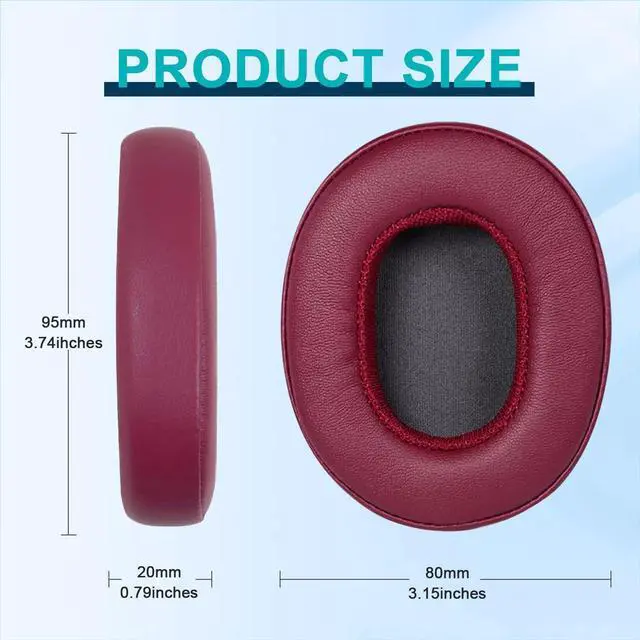 Alt view image 2 of 6 - Replacement Ear Pads for Skullcandy Crusher Wireless/Evo/ANC Hesh 3/EVO/ANC Headphones Ear Cushions Headset Earpads Ear Cups Cover-Burgundy