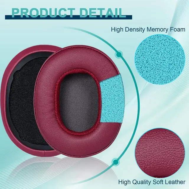 Alt view image 4 of 6 - Replacement Ear Pads for Skullcandy Crusher Wireless/Evo/ANC Hesh 3/EVO/ANC Headphones Ear Cushions Headset Earpads Ear Cups Cover-Burgundy