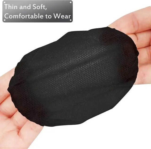 Alt view image 4 of 6 - 100 Pieces Headphone Ear Covers Disposable Earphone Sanitary Non-Woven Stretch Earpad Covers Fit for Most on Ear Headphones(11 cm Black)