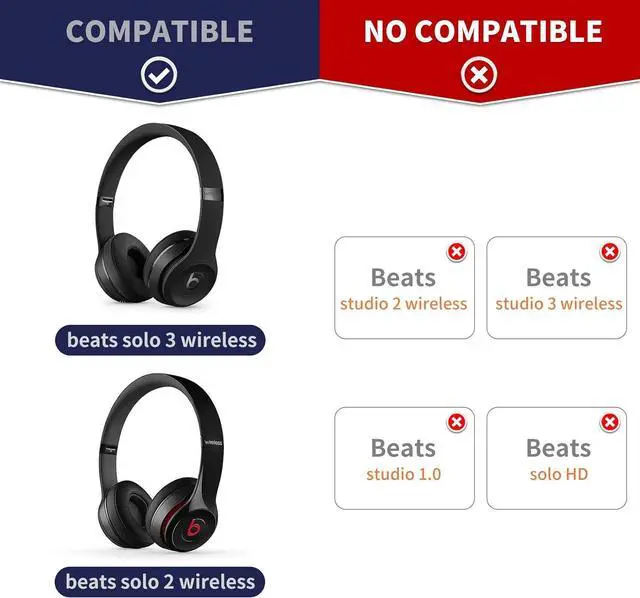 Alt view image 2 of 6 - Updated Thickened Solo Wireless 2/3 Replacement Ear Pads earpads for Beats Solo 2/3 Wireless Headphone (White)