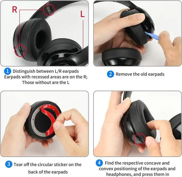 Alt view image 6 of 6 - Updated Thickened Solo Wireless 2/3 Replacement Ear Pads earpads for Beats Solo 2/3 Wireless Headphone (White)