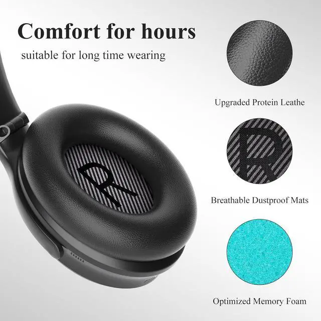 Alt view image 4 of 7 - Replacement Ear Pads for  Headphones QuietComfort 35 & 35 ii Replacement Soft Leather Earpads Cushions for  QC 35/35 ii / 25/15/ 2 / Ae2 / Ae2i / Ae2W / Sound Link/Sound True (Black)