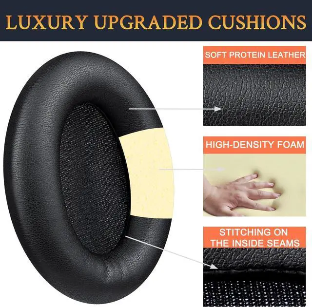 Alt view image 3 of 7 - SOULWIT Ear Pads Cushions + Headband, Replacement Kit for Sony WH-1000XM3 (WH1000XM3) Over-Ear Headphones, Replacement Headstrap Pad & Earpads Repair Part - Black