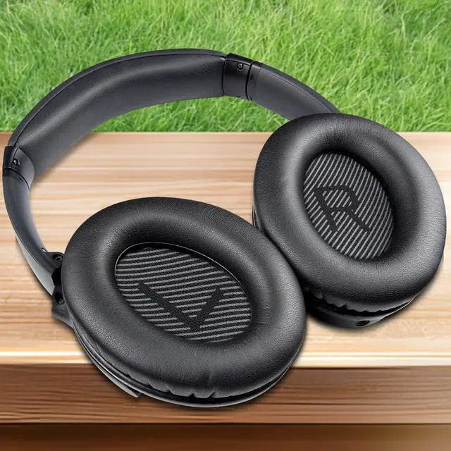 Alt view image 6 of 7 - Replacement Earpads Cushions for  QuietComfort 35 (QC35) & Quiet Comfort 35 II (QC35 ii) Headphones Ear Pads with Softer Leather Noise Isolation Foam Added Thickness (Black)