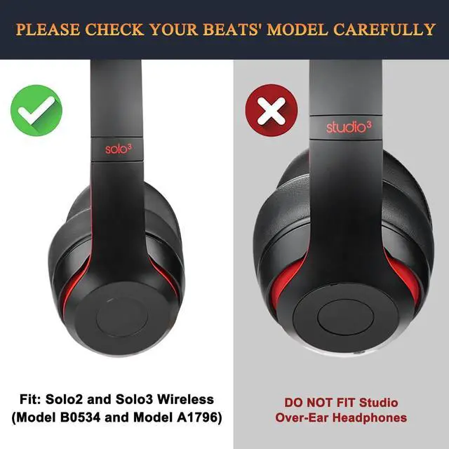 Alt view image 2 of 7 - Cooling Gel Replacement Ear Pads Cushions for Beats Solo 2 & Solo 3 Wireless On-Ear Headphones Solo2 Solo3 Earpads with High-Density Noise Isolation Foam Added Thickness - Black