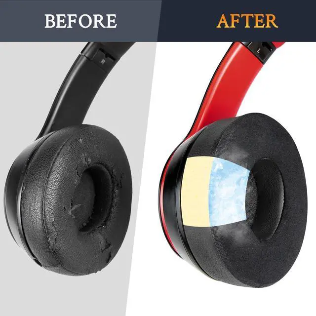 Alt view image 5 of 7 - Cooling Gel Replacement Ear Pads Cushions for Beats Solo 2 & Solo 3 Wireless On-Ear Headphones Solo2 Solo3 Earpads with High-Density Noise Isolation Foam Added Thickness - Black