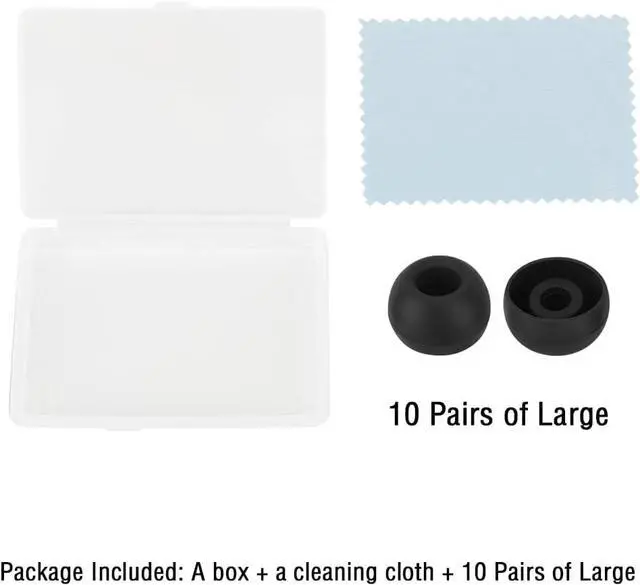 Alt view image 2 of 7 - Earbud Replacement Tips - Silicone Earbud Caps for In-Ear Headphones Black Large 10 Pairs