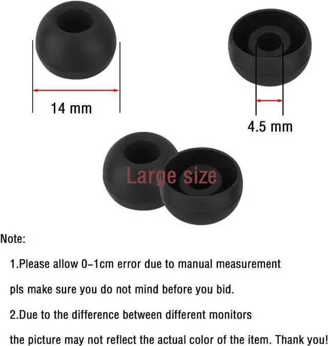 Alt view image 3 of 7 - Earbud Replacement Tips - Silicone Earbud Caps for In-Ear Headphones Black Large 10 Pairs