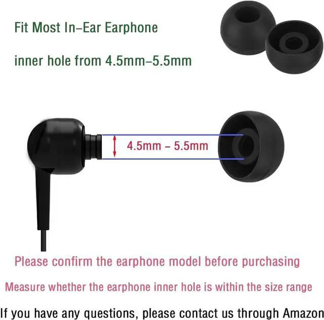 Alt view image 4 of 7 - Earbud Replacement Tips - Silicone Earbud Caps for In-Ear Headphones Black Large 10 Pairs