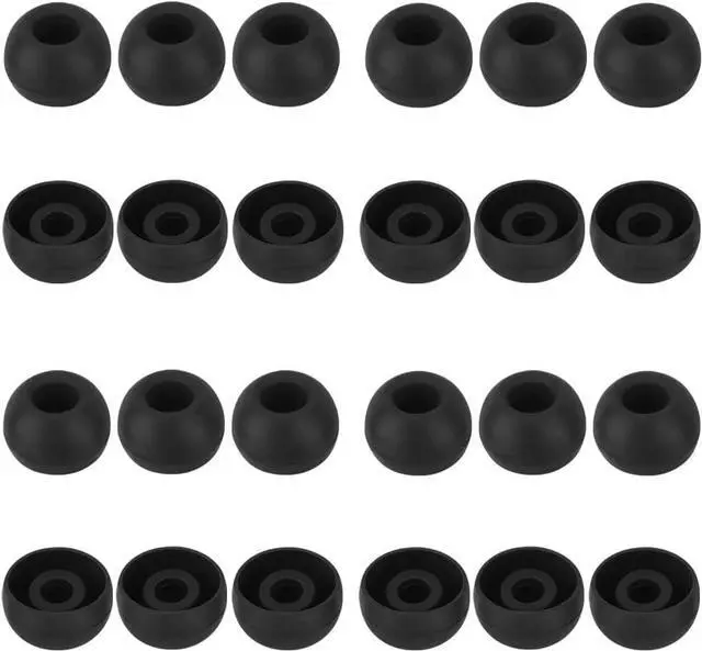 Alt view image 7 of 7 - Earbud Replacement Tips - Silicone Earbud Caps for In-Ear Headphones Black Large 10 Pairs