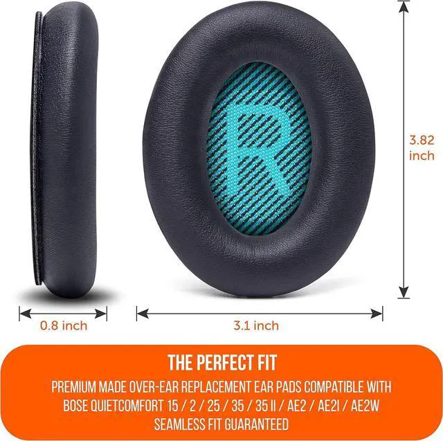 Alt view image 5 of 7 - Wicked Cushions Premium Replacement Ear Pads for  Headphones - Compatible with QC15 / QC25 / QC35 & 35 ii / QC2 / AE2 / AE2i / AE2W / Soundlink - Softer Leather Luxury Memory Foam | Black