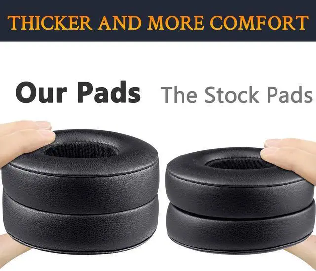 Alt view image 6 of 7 - Earpads Cushions Replacement for Beats Solo 2 & Solo 3 Wireless On-Ear Headphones Solo2 Solo3 Ear Pads with Soft Protein Leather Added Thickness - Black