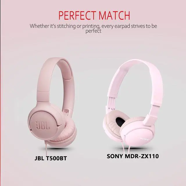 Alt view image 5 of 6 - Universal Replacement Ear Pads for  MDR-ZX110/V150 JBL Tune 600bt/T500BT/T450BT The Headphone Earpads Only Suitable for 70mm Diameter Headphone Covers by -Thicker Pink