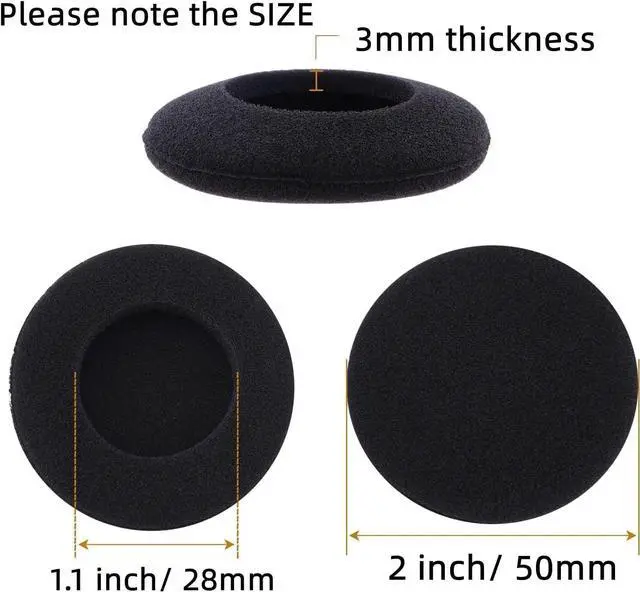 Alt view image 2 of 7 - RMISODO 2 Inch Foam Pad EarPad Ear Cover Compatible with  Sennheiser  Headphone 5 Pairs Black