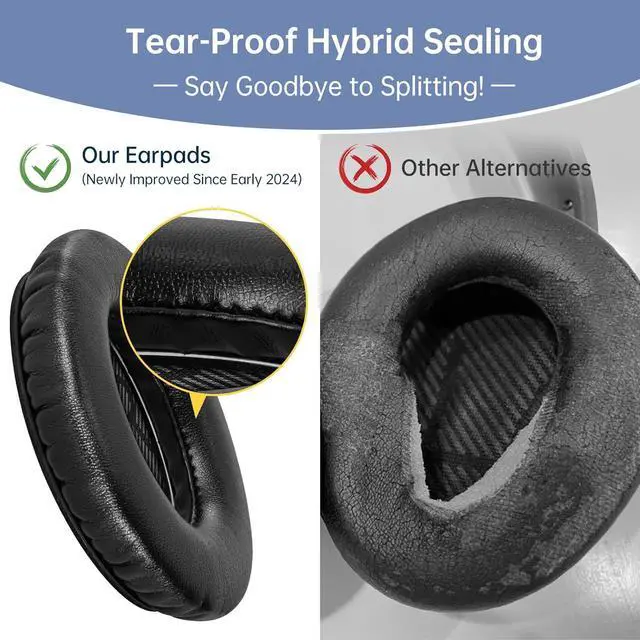 Alt view image 2 of 7 - Replacement Ear-Pads for  Quiet-Comfort QC 35 (ii) 25 15 2 Headphones Tear-Proof Cushion for QC35 (ii) QC25 QC15 QC2 SoundTrue/SoundLink AE2/AE2i/AE2w Around-Ear Headphones (Black)