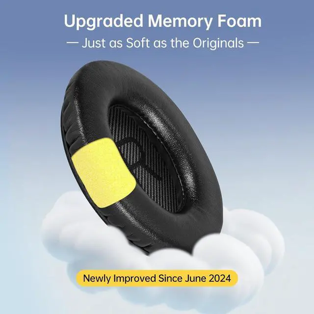 Alt view image 3 of 7 - Replacement Ear-Pads for  Quiet-Comfort QC 35 (ii) 25 15 2 Headphones Tear-Proof Cushion for QC35 (ii) QC25 QC15 QC2 SoundTrue/SoundLink AE2/AE2i/AE2w Around-Ear Headphones (Black)