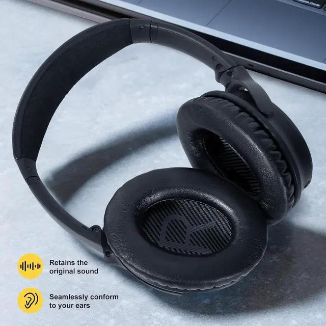 Alt view image 7 of 7 - Replacement Ear-Pads for  Quiet-Comfort QC 35 (ii) 25 15 2 Headphones Tear-Proof Cushion for QC35 (ii) QC25 QC15 QC2 SoundTrue/SoundLink AE2/AE2i/AE2w Around-Ear Headphones (Black)