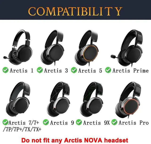 Alt view image 3 of 7 - Replacement Earpads for SteelSeries Arctis 1/3/5/Arctis 7/7+/7P/7P+/7X/7X+/9/9X/Pro/Prime(Do Not Fit Any Arctis Nova) Headset Ear Pads Cushions with High-Density Foam - Black