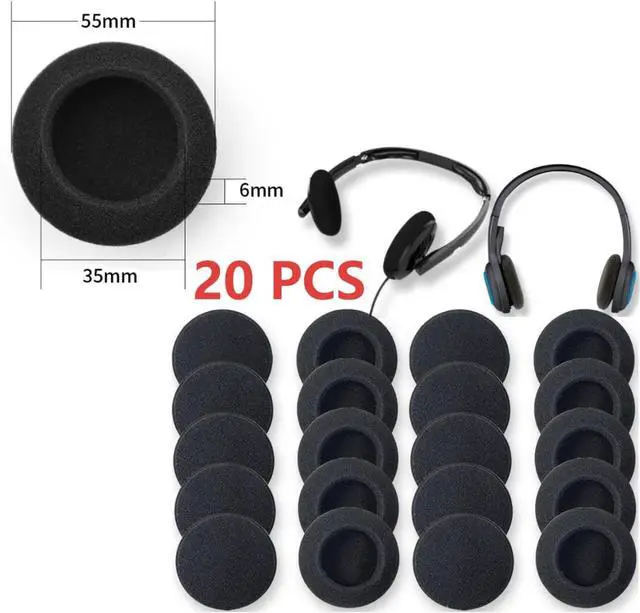 Alt view image 2 of 6 - Ear Cushions Foam Replacement for Plantronics Headphones Most Standard Size Office Telephone Headsets H251 H251N H261 H261N H351 H351N H361 H361N Headset Disposable Covers Black (20Pcs)