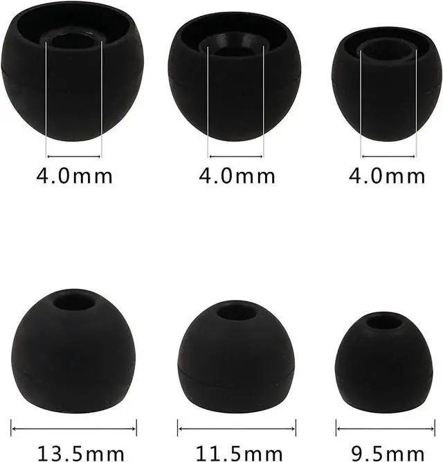 Alt view image 2 of 3 - Ear Tips for in-Ear Headphones S/M/L Sizes 12 Pairs Soft Silicone Earbuds Tips Eartips with 3.8mm Connector Hole Fit Most in-Ear Earbuds(Inner Hole 3.8mm -4.8mm) 12 Pairs Black S/M/L