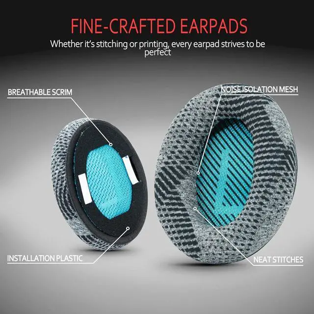 Alt view image 3 of 6 - Professional  Headphones Replacement Ear Pads Fits  QuietComfort 35 ii /QC35 /QC25 /QC2 /QC15 /Ae2 /Ae2i /Ae2w /SoundTrue & SoundLink(Over-Ear) Fabric & Memory Foam by C Gray