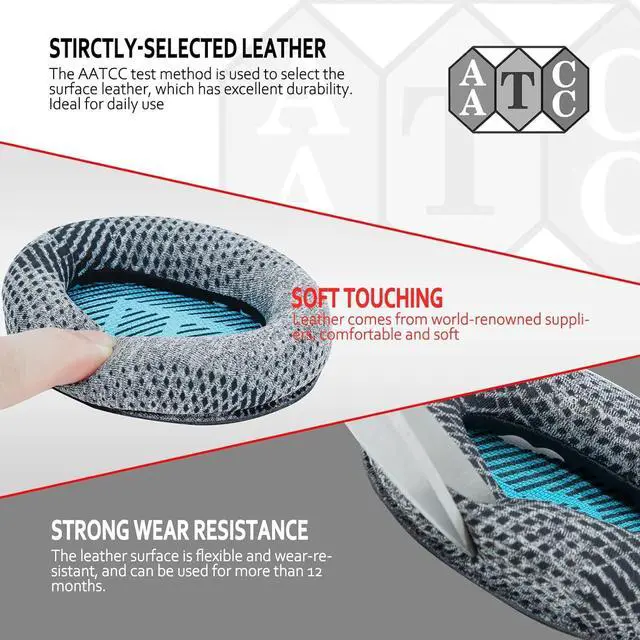 Alt view image 5 of 6 - Professional  Headphones Replacement Ear Pads Fits  QuietComfort 35 ii /QC35 /QC25 /QC2 /QC15 /Ae2 /Ae2i /Ae2w /SoundTrue & SoundLink(Over-Ear) Fabric & Memory Foam by C Gray