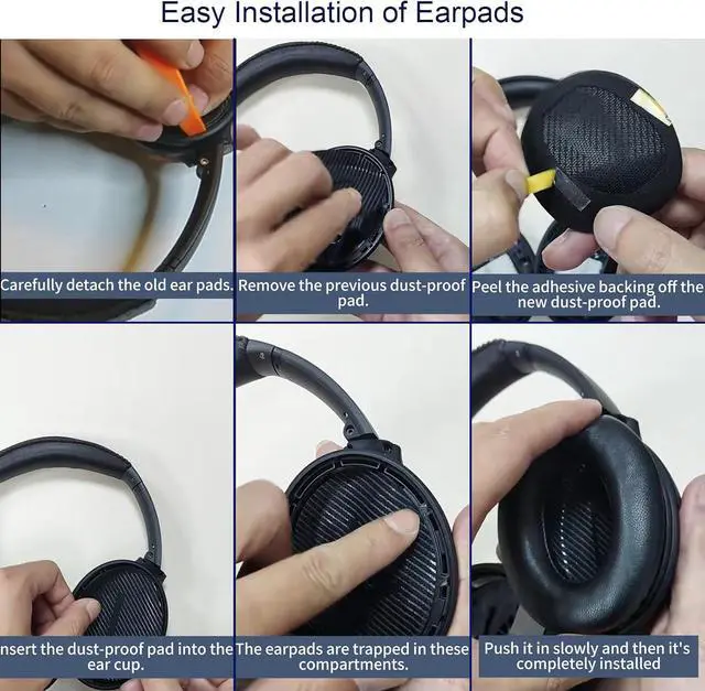 Alt view image 5 of 5 - QC35 Ear Pads - Replacement Earpads for  QuietComfort 35 II and QC35 Headphones & More (Black)