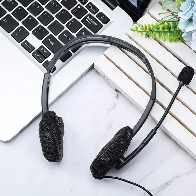 Alt view image 6 of 7 - 200 Pieces Disposable Headphone Ear Cover Non-Woven Sanitary Earpad Covers for Most On Ear Headphones(S 6.5 cm/ 2.6 inch Black)