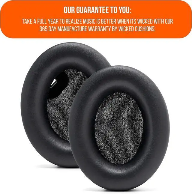 Alt view image 6 of 7 - Wicked Cushions Extra Thick Earpads for  WH1000XM4 Headphones - Soft PU Leather Cushions Luxurious Noise Isolating Memory Foam Added Thickness Without Disabling On/Off Sensor | Black