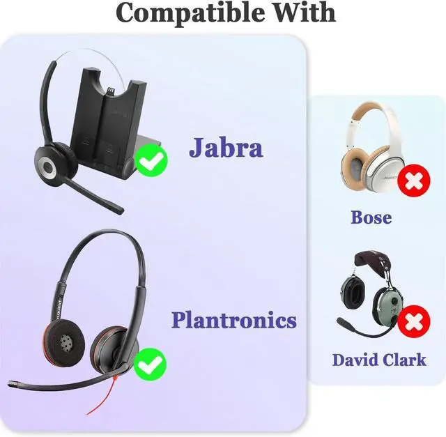 Alt view image 2 of 7 - Jabra Headset Ear Cushions Earpads Replacement 50mm Ear Pad Covers for Jabra PRO 920 930 935 9450 GN 2000 BIZ 1500 2400II Plantronics Blackwire 3220 3320 C320 HW251N HW261N HW520 Headphones (10 Pack)