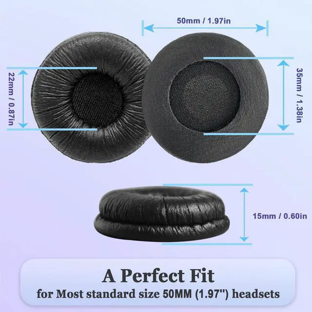 Alt view image 4 of 7 - Jabra Headset Ear Cushions Earpads Replacement 50mm Ear Pad Covers for Jabra PRO 920 930 935 9450 GN 2000 BIZ 1500 2400II Plantronics Blackwire 3220 3320 C320 HW251N HW261N HW520 Headphones (10 Pack)