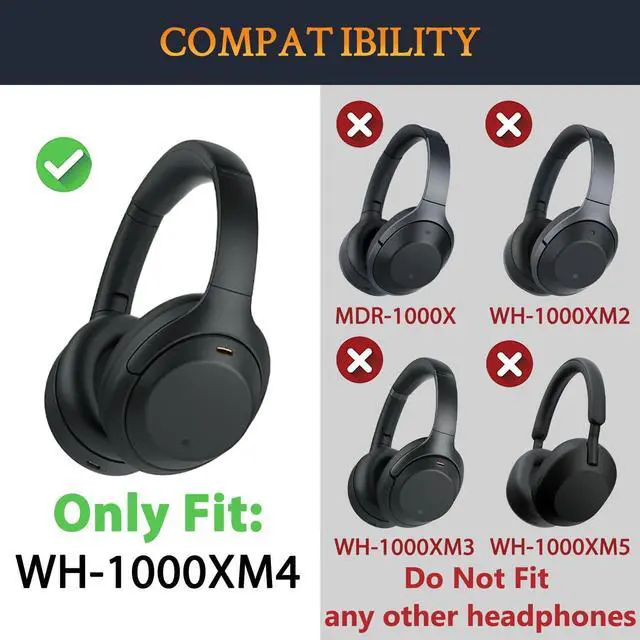 Alt view image 2 of 7 - SOULWIT Ear Pads Cushions + Headband, Replacement Kit for Sony WH-1000XM4 (WH1000XM4) Over-Ear Headphones, Replacement Headstrap Pad & Earpads Repair Part - Black