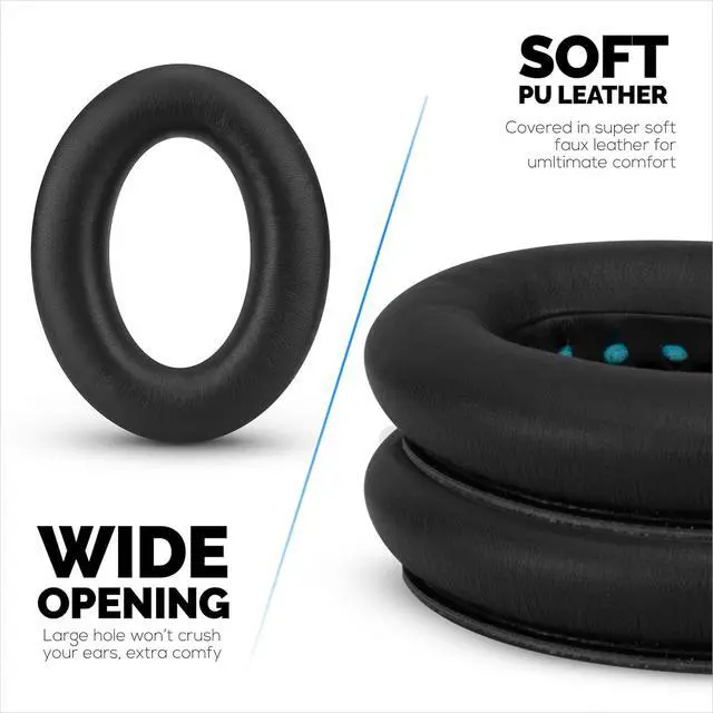 Alt view image 5 of 7 - Replacement Earpads for  QC45 (QuietComfort 45) Headphones Upgraded Quality with Thicker Memory Foam & Longer Lasting Leather by Brainwavz (Black)